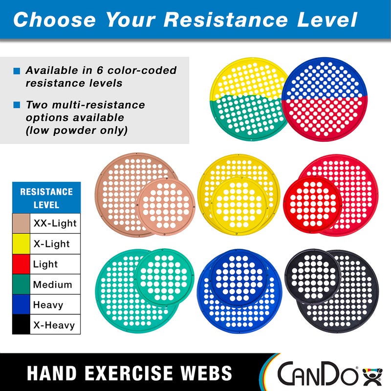 CanDo Hand Exercise Webs for Physical Therapy, Grip Strengthening, and Hand, Finger, Wrist Resistance Workouts, Portable Size, Latex Free, 7" Diameter, Green: Medium - Image 3